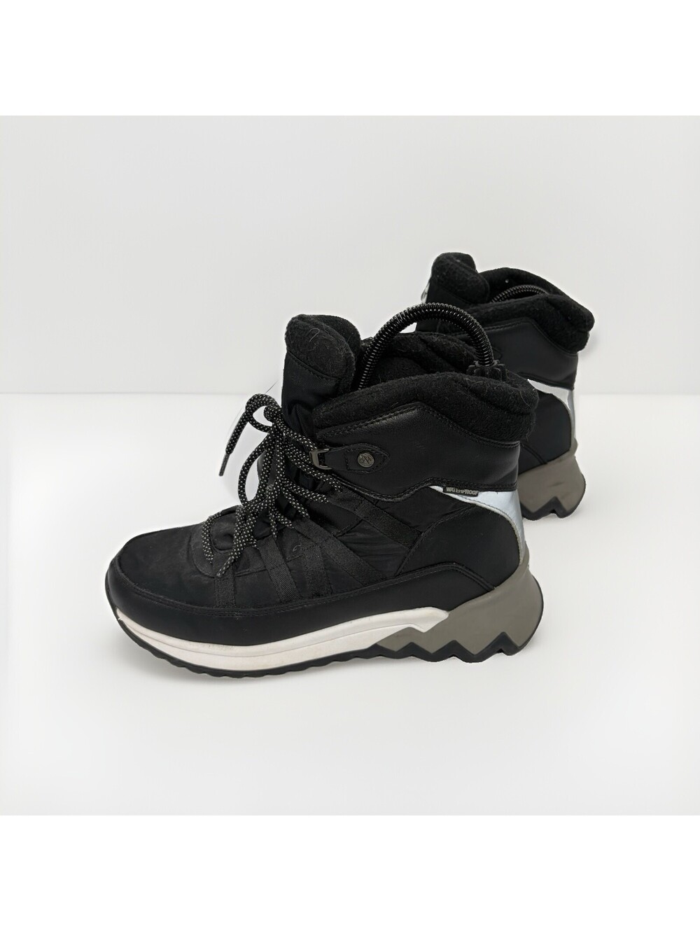 Cougar Waterproof Lace Up Winter Boots Black White Sz 9